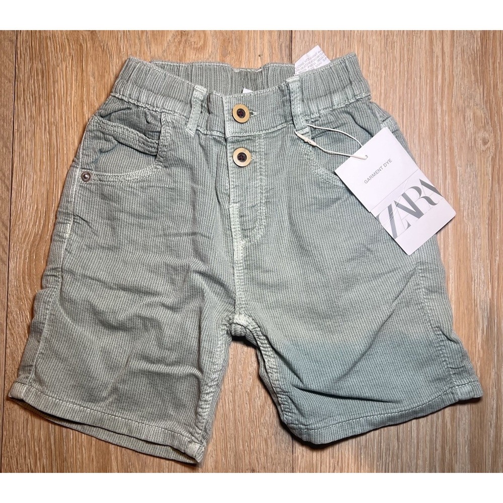 Girls Zara Corduroy Bottom Shorts Green Size 5 Years New